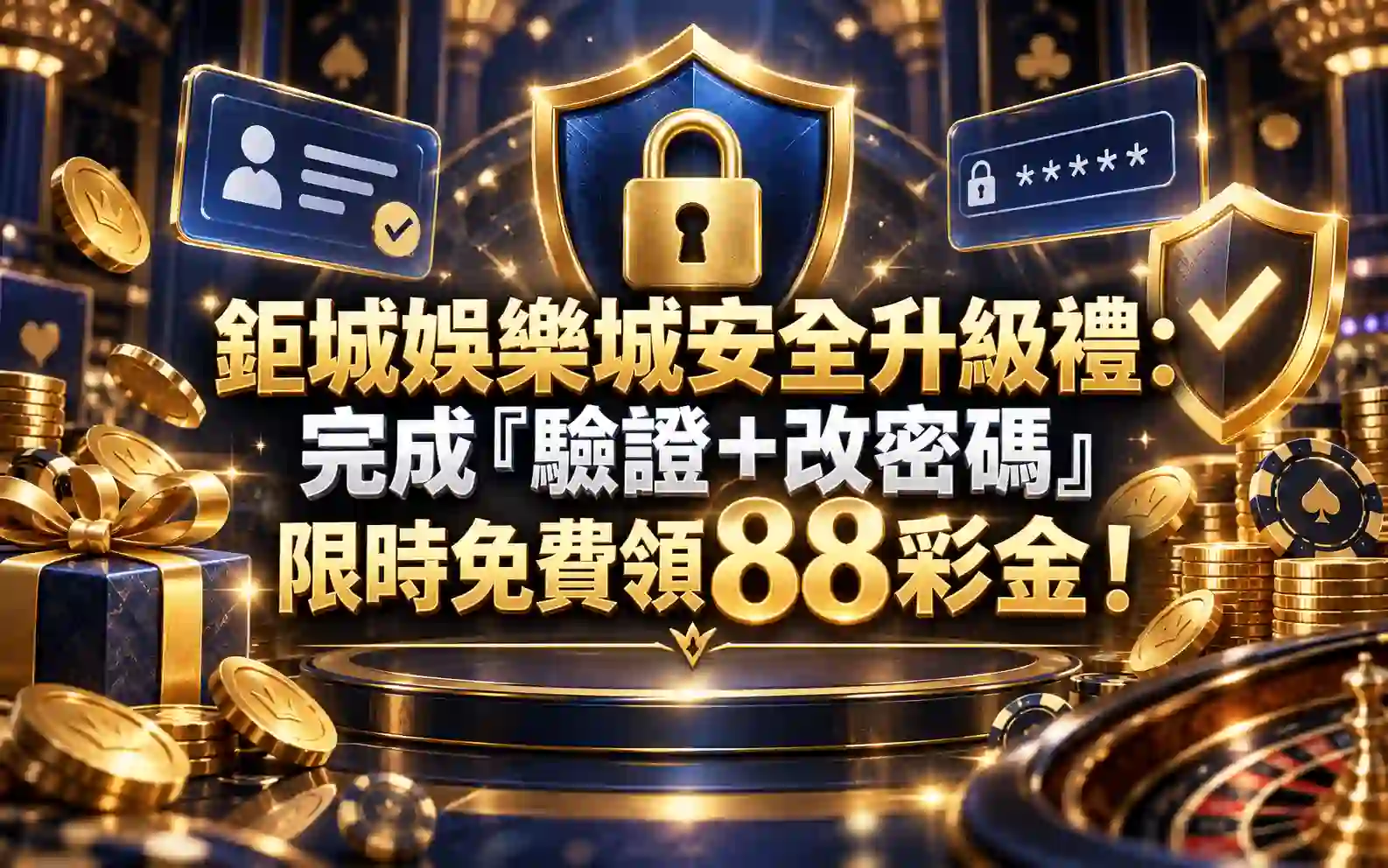3A娛樂城安全升級禮：完成「驗證+改密碼」限時免費領88彩金！